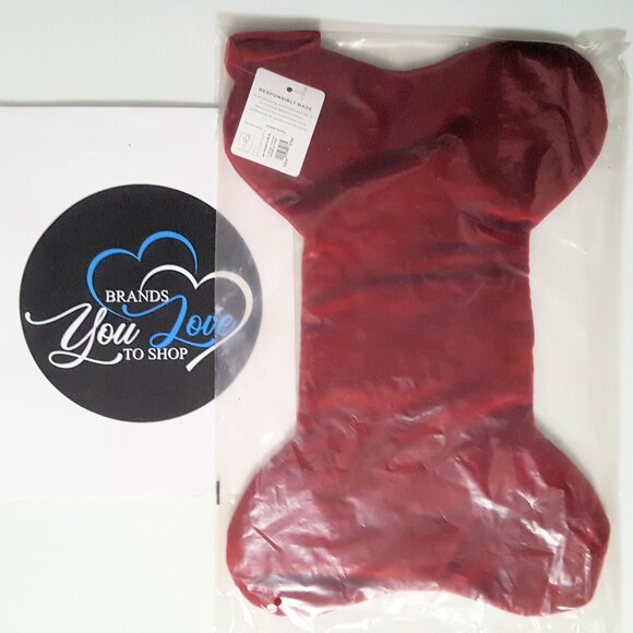 NEW Pottery Barn Classic Velvet Red DOG BONE Stocking NWT No Monogram Christmas - Picture 2 of 3